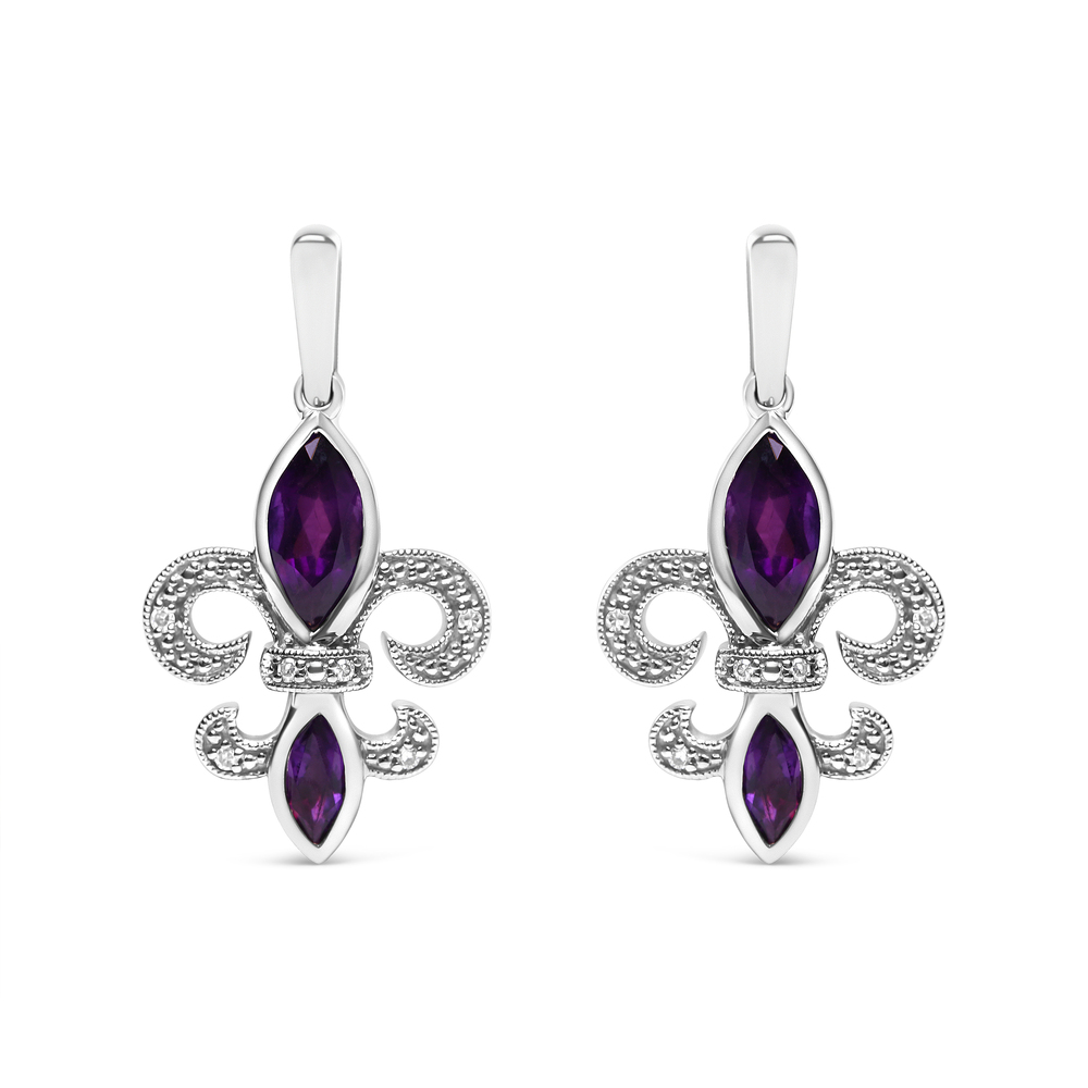 .925 Sterling Silver Marquise Cut Amethyst